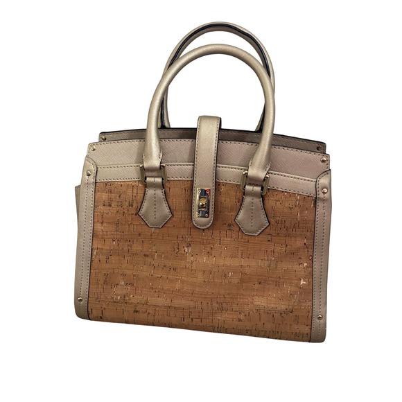 Calvin Klein Handbags - Calvin‎ Klein Satchel Bag Womens Medium Gold Cork Saffiano Trim Satchel